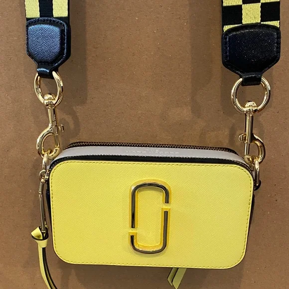 Marc Jacobs Yellow Crossbody Camera Bag with Checker Strap - Picture 3 of 15